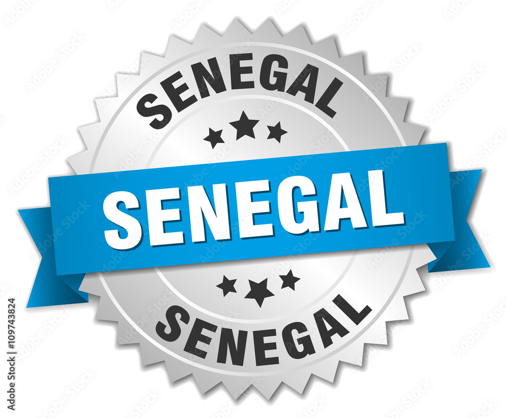 Senegal round silver badge with blue ribbon Senegal round silver badge with blue ribbon