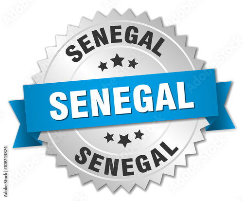 Senegal round silver badge with blue ribbon
