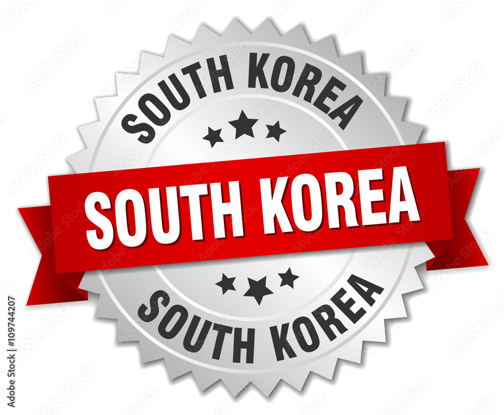 South Korea round silver badge with red ribbon South Korea round silver badge with red ribbon