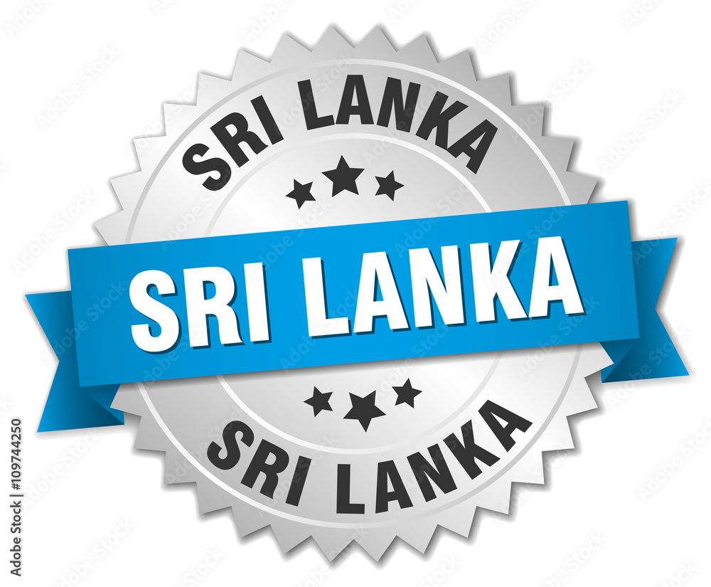 Sri Lanka round silver badge with blue ribbon Sri Lanka round silver badge with blue ribbon