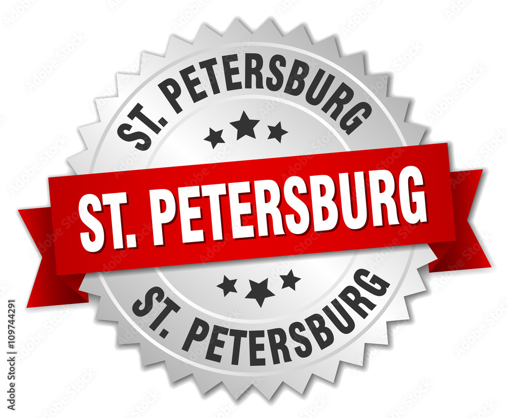 St. Petersburg round silver badge with red ribbon St. Petersburg round silver badge with red ribbon
