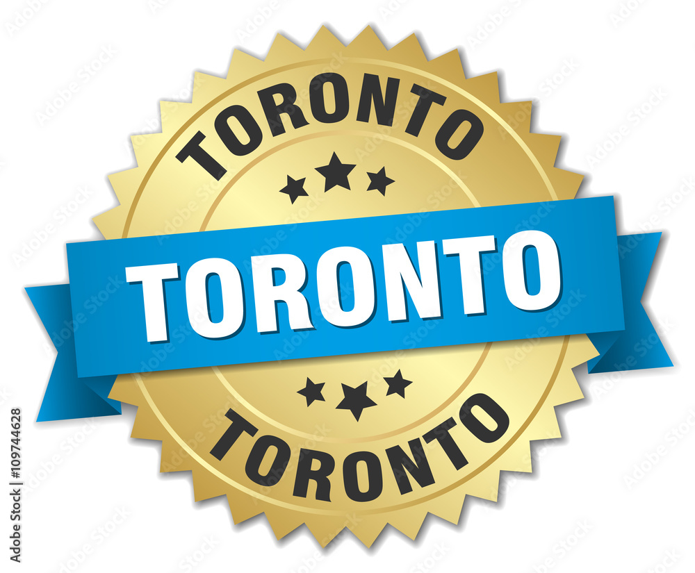 Toronto round golden badge with blue ribbon Toronto round golden badge with blue ribbon