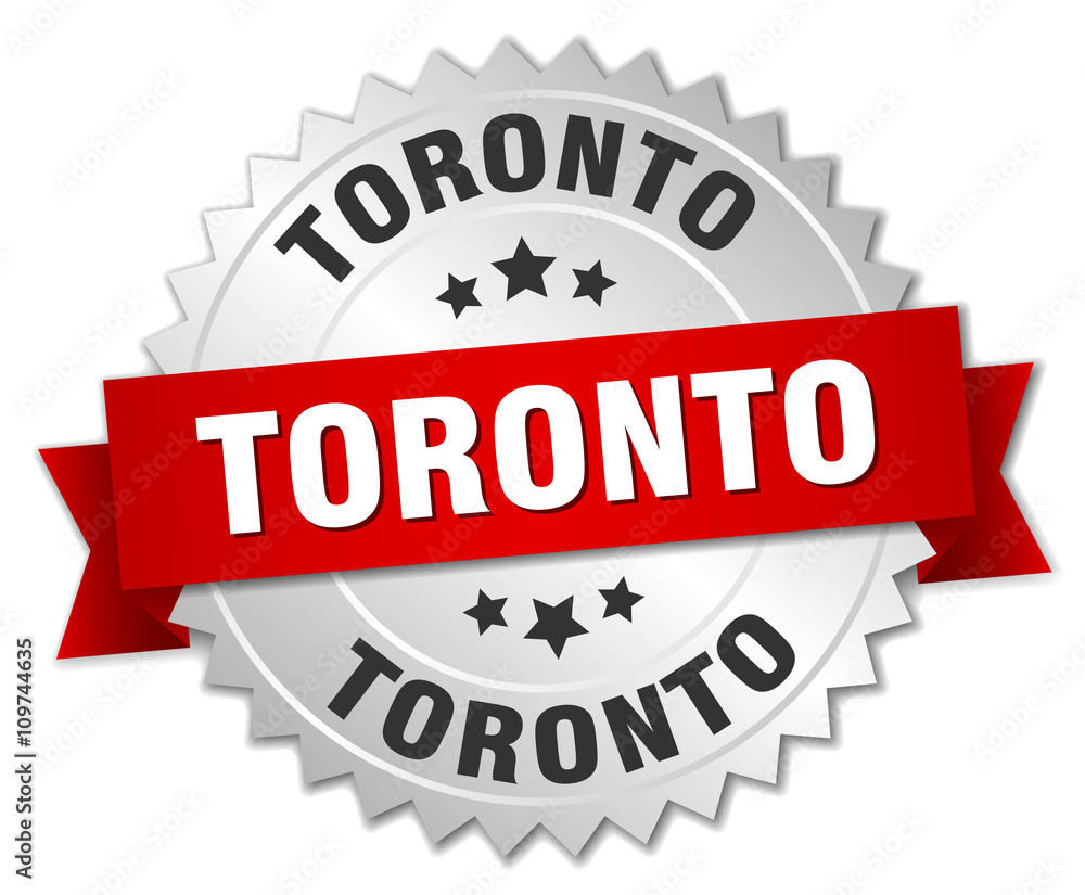 Toronto round silver badge with red ribbon Toronto round silver badge with red ribbon