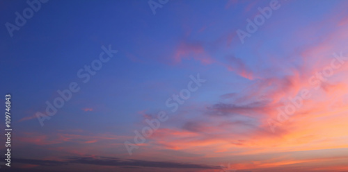 Natural background of the colorful sky and cloud  During the time sunrise and sunset