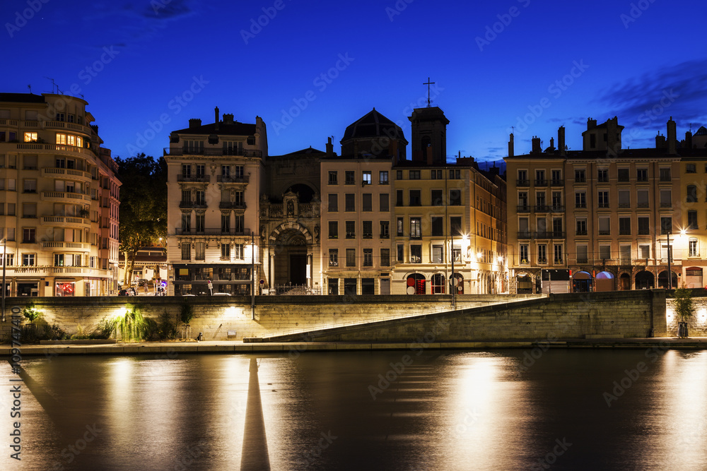Architecture of Lyon along Saone River