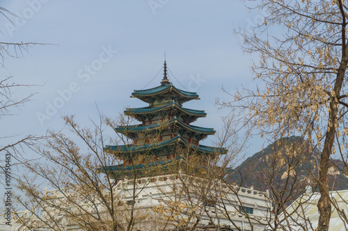 Architecture of Gyeongbokgung Palace in Seoul, South Korea