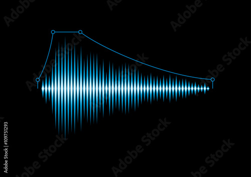 Blue shiny sound waveform with envelope
