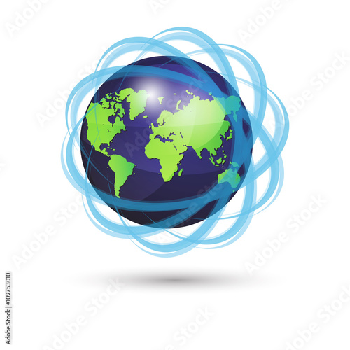 vector globe with rings