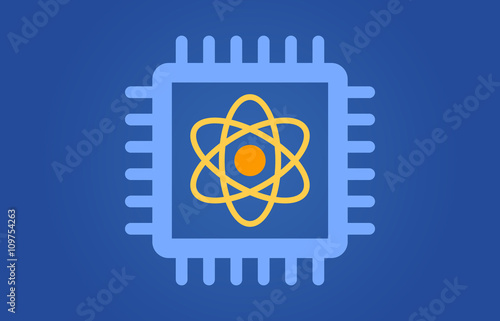 Quantum computer chip flat vector illustration for websites
