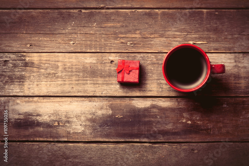 cup of coffee and gift