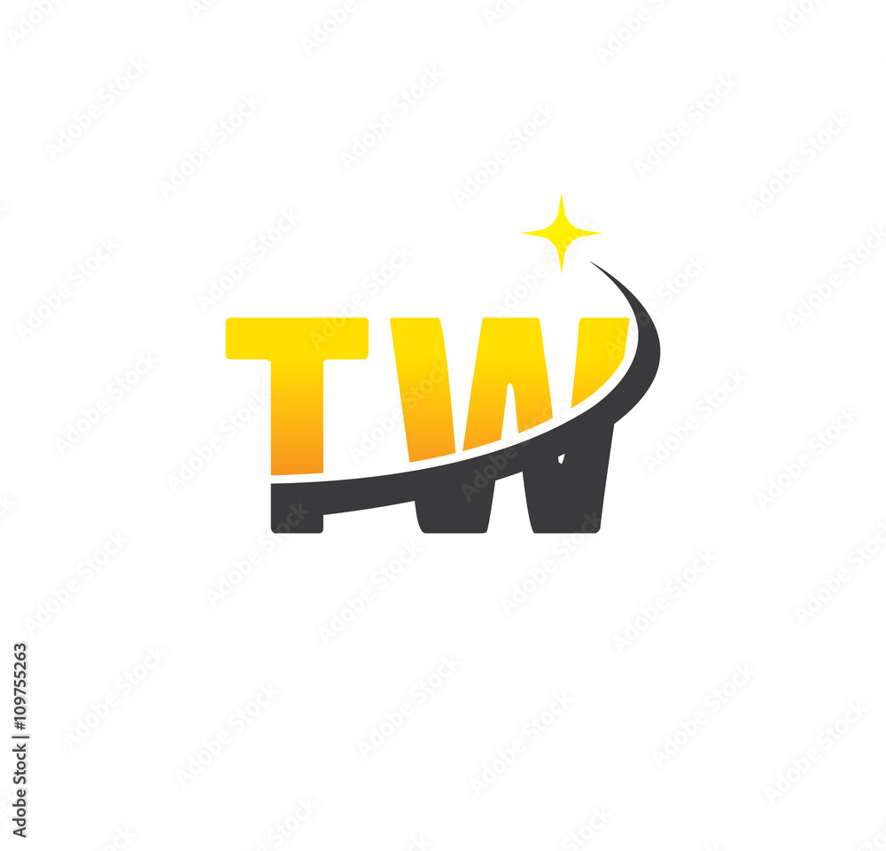 tw initial with swoosh and star tw initial with swoosh and star