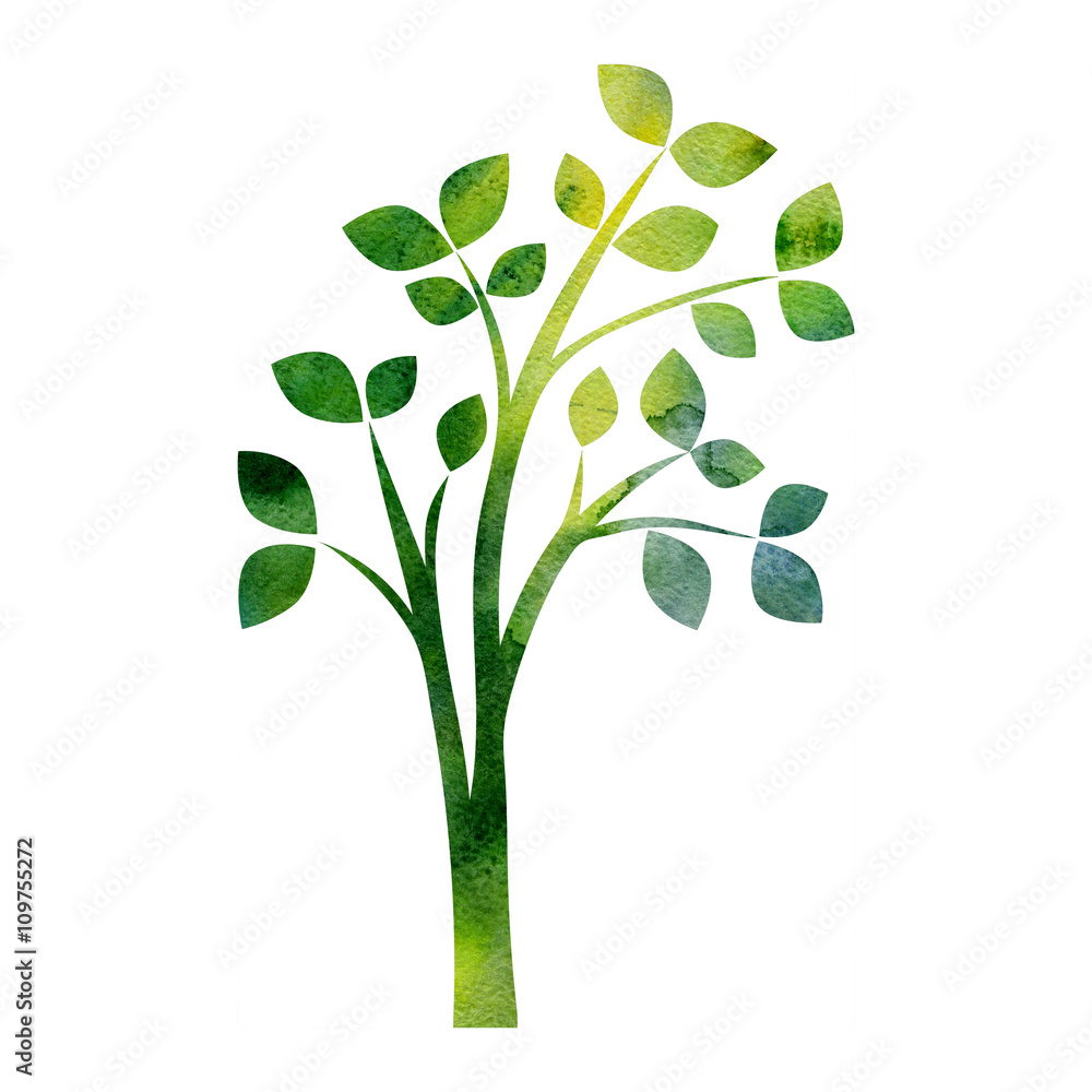 Fototapeta premium silhouette of tree with leaves