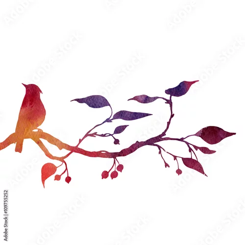 Naklejka na ścianę ptak w sylwetki drzew