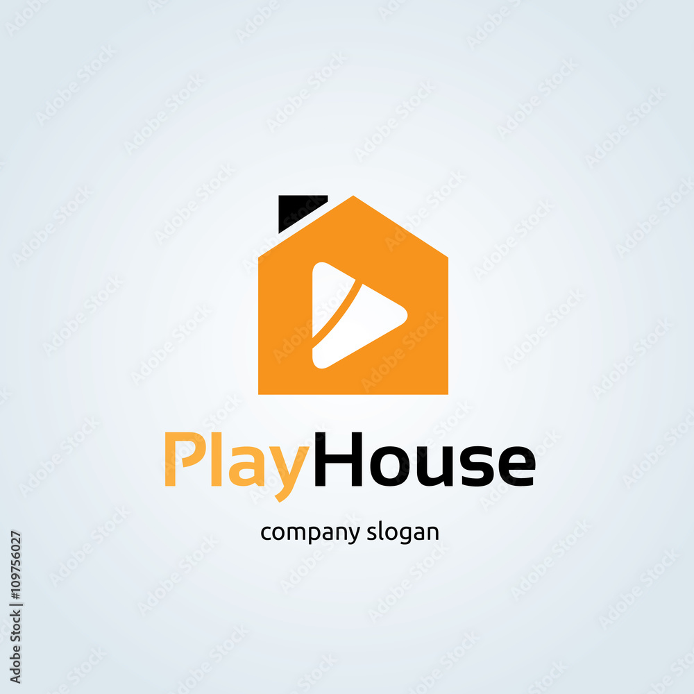 Fototapeta premium Play house. media logo. video logo. Vector logo template.