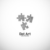 Dot art design of the jigsaw icon logo