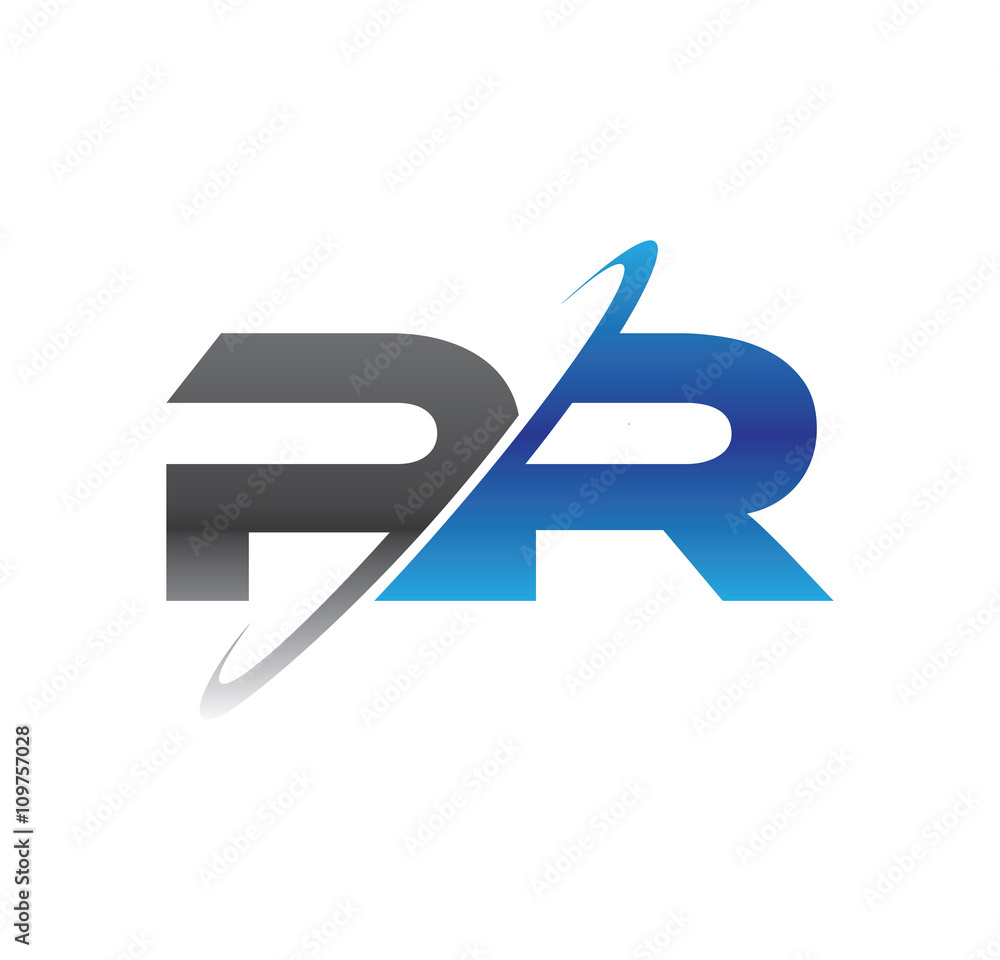 pr initial logo with double swoosh blue and grey pr initial logo with double swoosh blue and grey