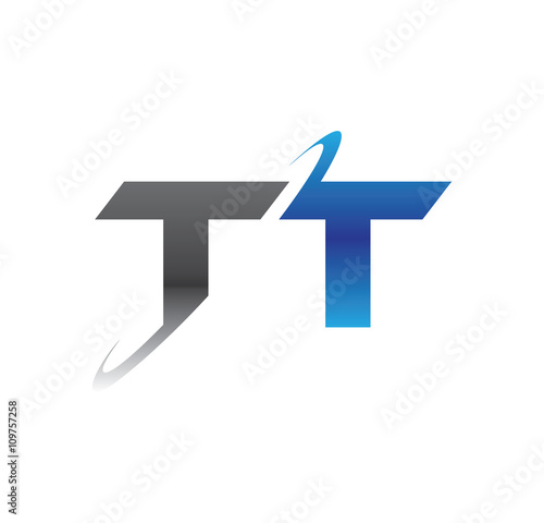 tt initial logo with double swoosh blue and grey
