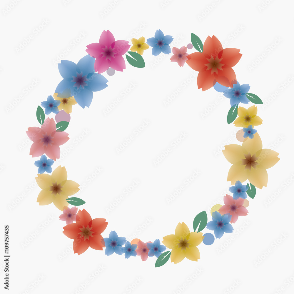 Round frame made of flowers. Round frame made of flowers.