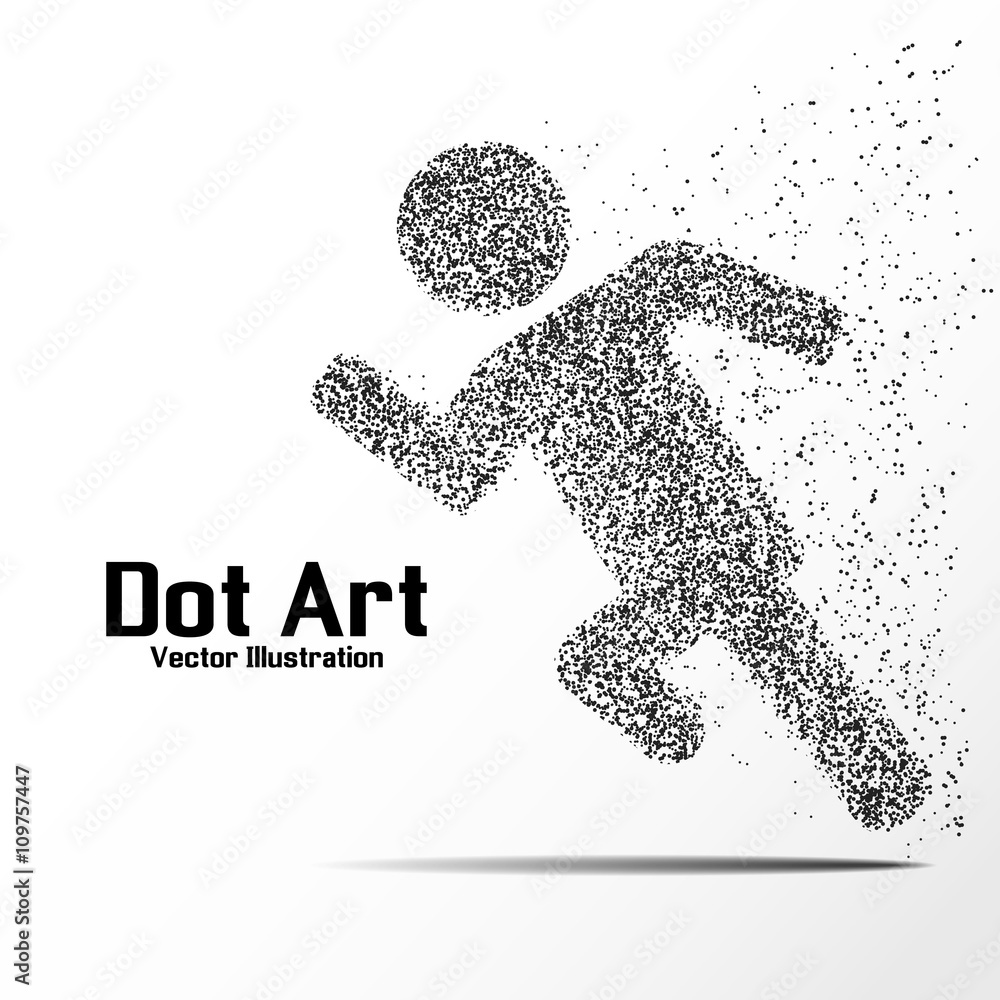 Dot art design of the runing man icon logo Dot art design of the runing man icon logo