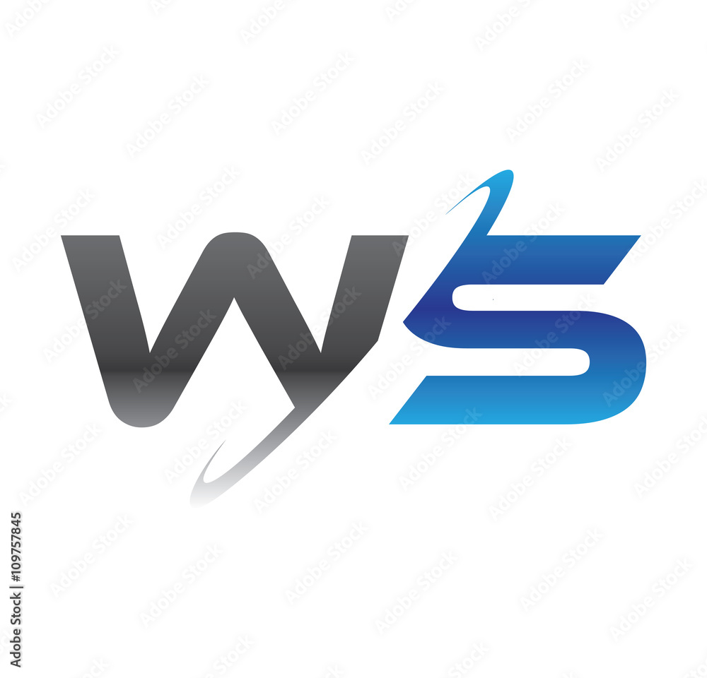 ws initial logo with double swoosh blue and grey ws initial logo with double swoosh blue and grey
