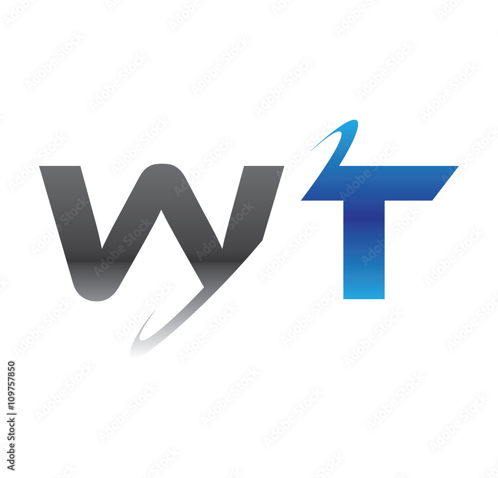 wt initial logo with double swoosh blue and grey wt initial logo with double swoosh blue and grey