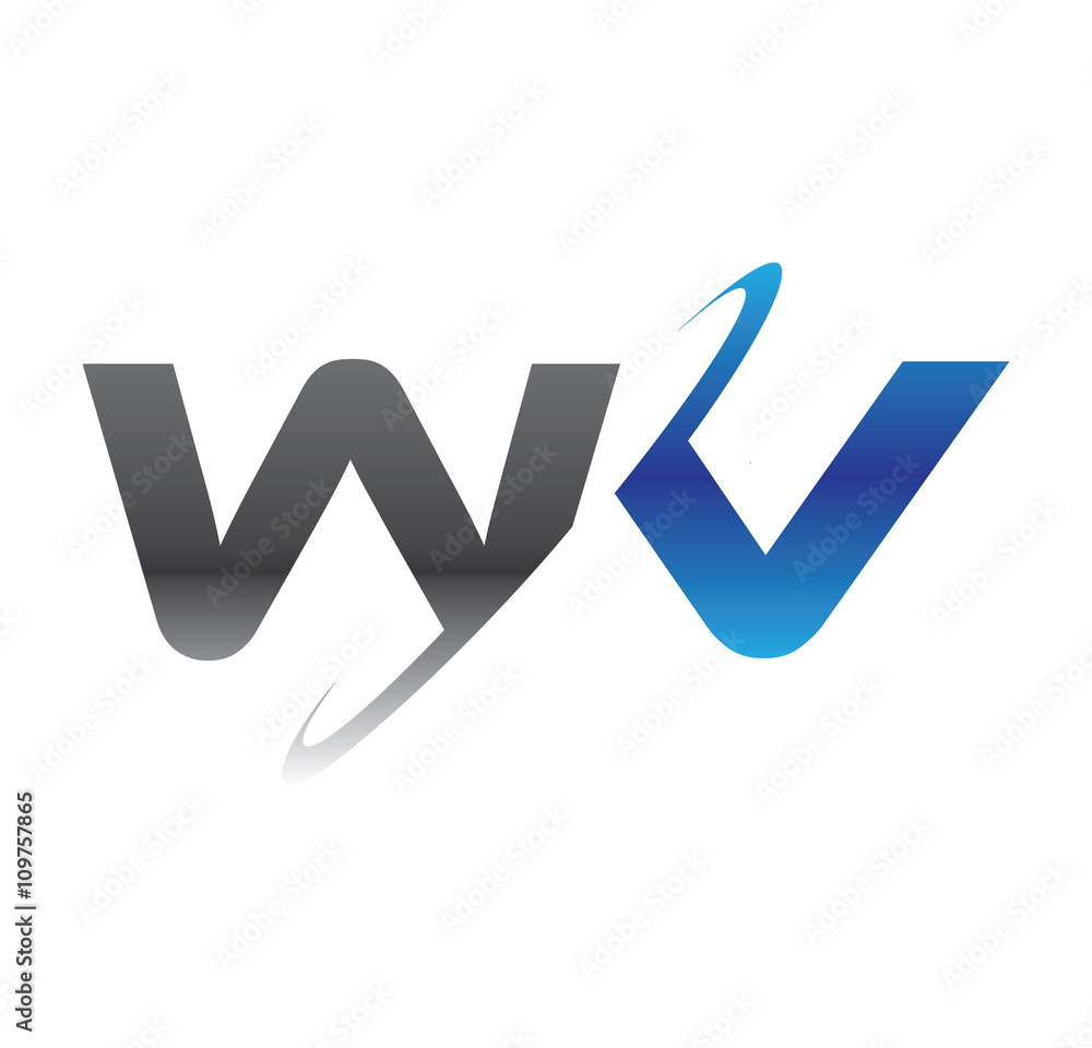 wv initial logo with double swoosh blue and grey wv initial logo with double swoosh blue and grey