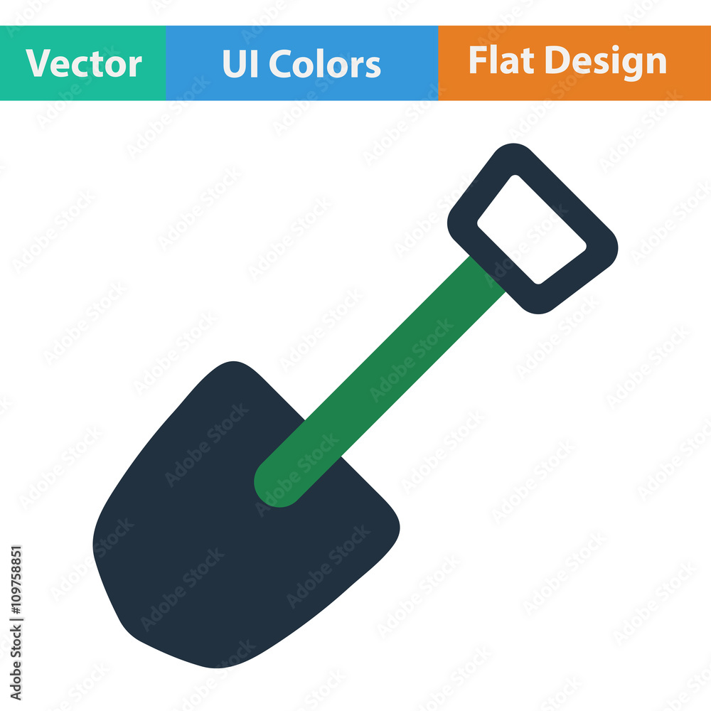 Flat design icon of camping shovel Flat design icon of camping shovel