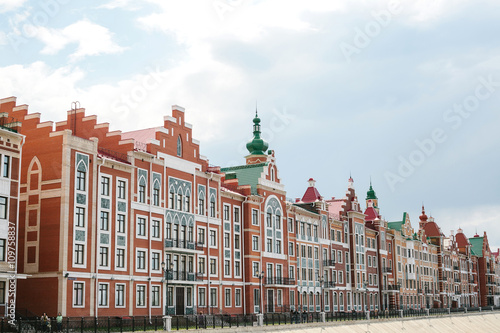 Yoshkar-Ola, Russia - April 30, 2016: Bruges Quay in the city of Yoshkar-Ola in Russian copy of the waterfront in the city of Bruges in Belgium 