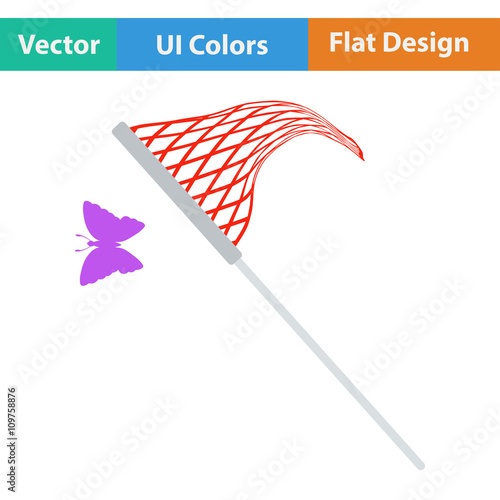 Flat design icon of butterfly net