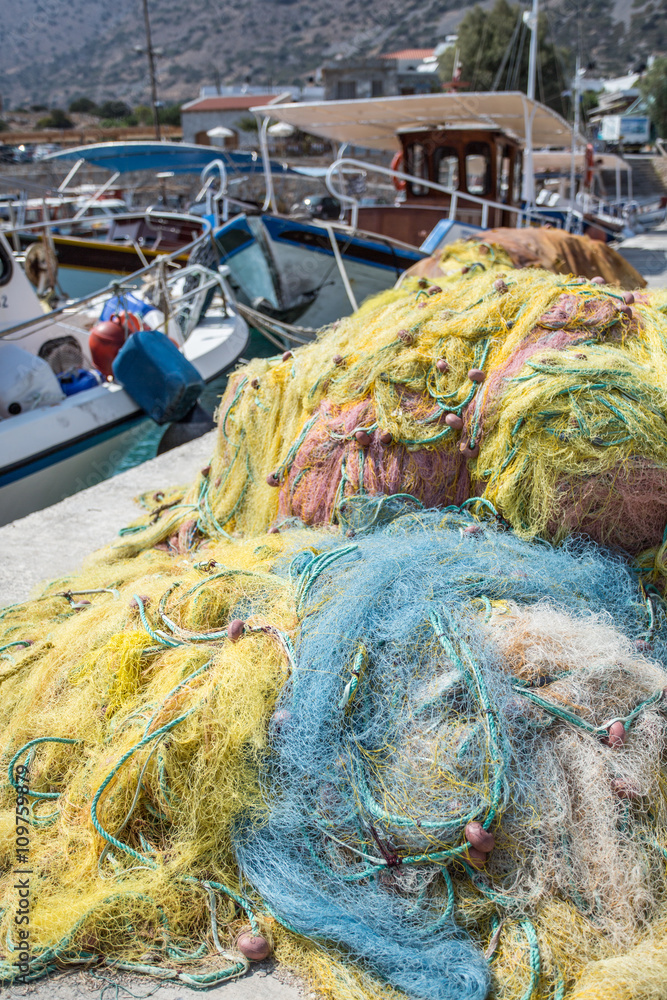 Fishing nets in the dock. Fishing nets in the dock.