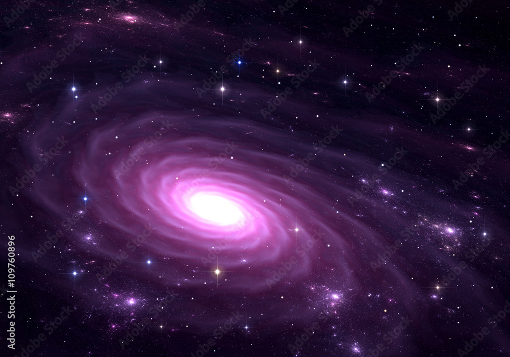 Purple galaxy. Space background with purple galaxy and stars Stock