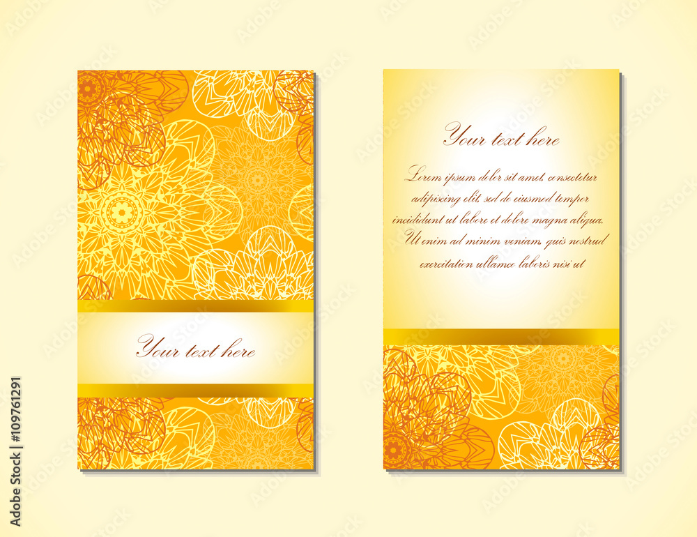 Fototapeta premium Cards with beautiful ornamental pattern. Vector illustration, can be used as greeting cards, flyers, posters etc.