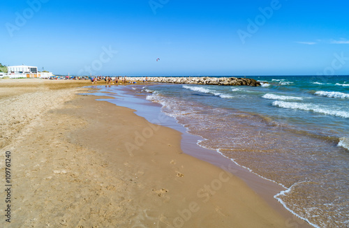 View at sunset on the beautiful beach of Pozzallo, Sicily