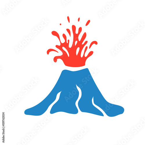 Volcano eruption logo, vector illustration on white background