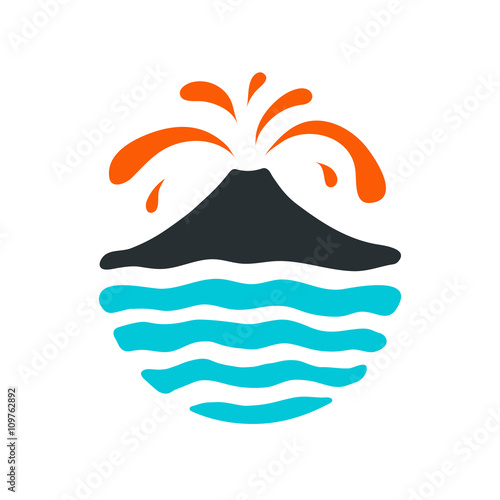Volcano eruption logo, vector illustration on white background