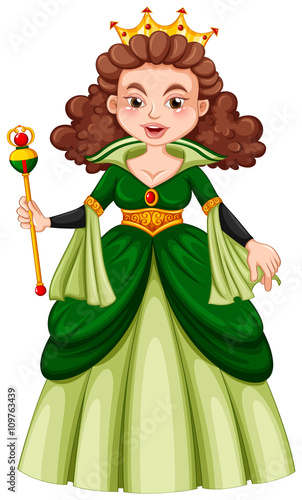 Queen in green gown