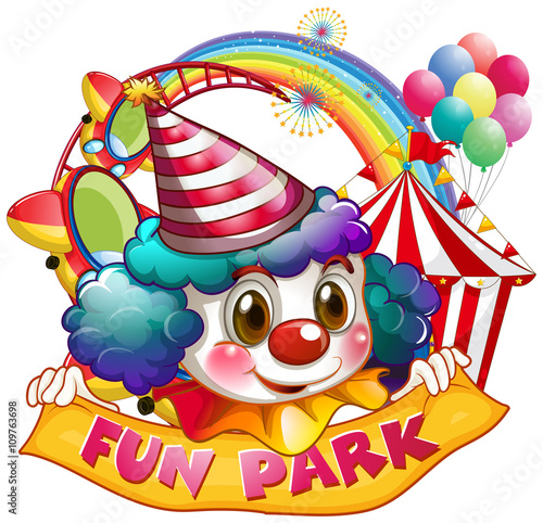 Jester and fun park sign