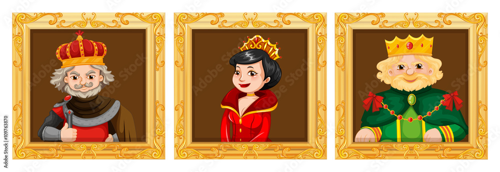 Fototapeta premium Kings and queens in photo frames