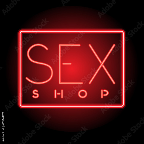 neon sign sex shop, Shining light retro banner sex shop sign
