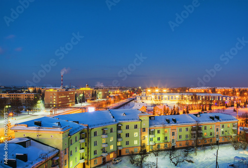 Top view of night city photo