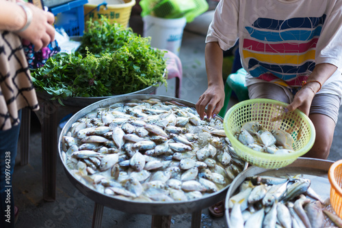 Fresh fish market in asian with soft light