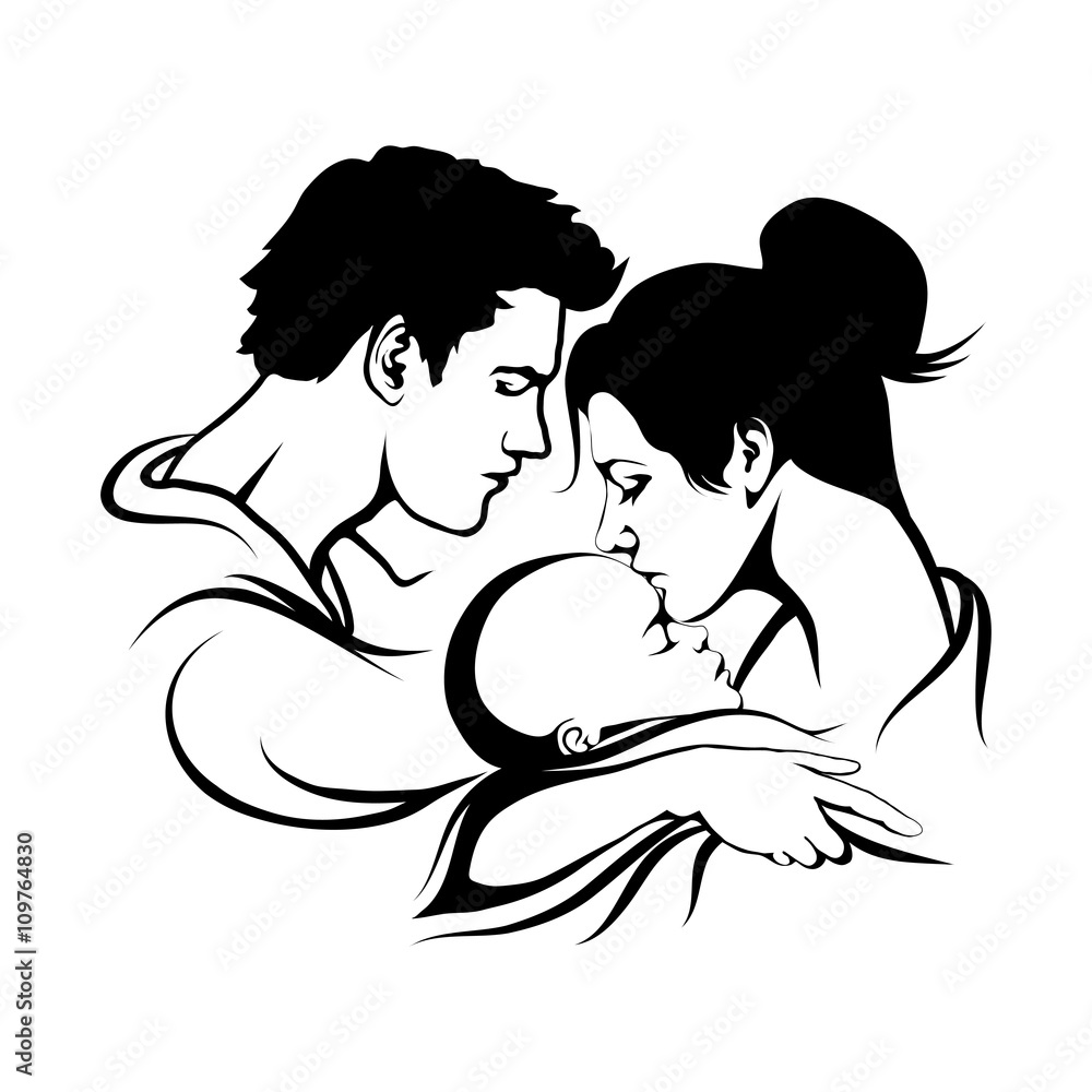 Silhouettes of family on Mother's Day and Father's Day Silhouettes of family on Mother's Day and Father's Day