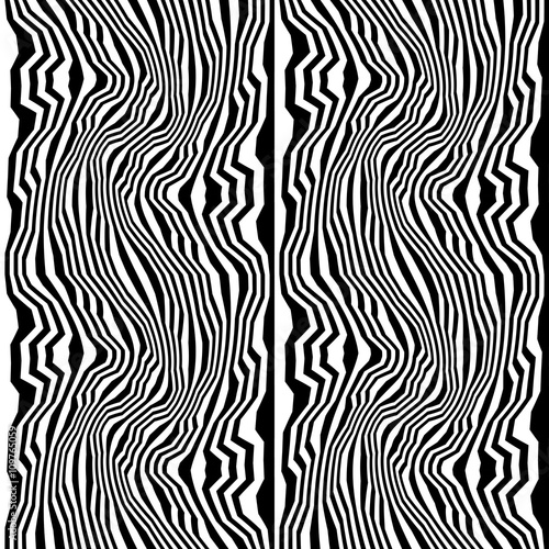 Vector hipster abstract geometry trippy pattern with stripes , black and white seamless geometric background, subtle pillow and bad sheet print, creative art deco, simple wood texture 