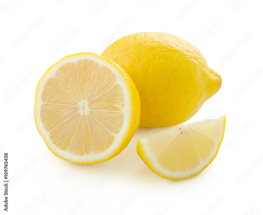 Lemon sliced with clipping path on white background. Lemon sliced with clipping path on white background.