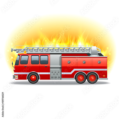 Firetruck in fire