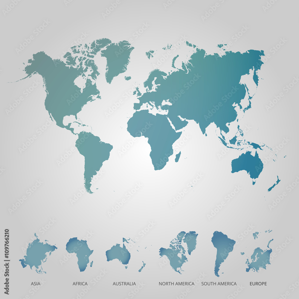 Obraz premium World map countries colorful. Vector illustration.