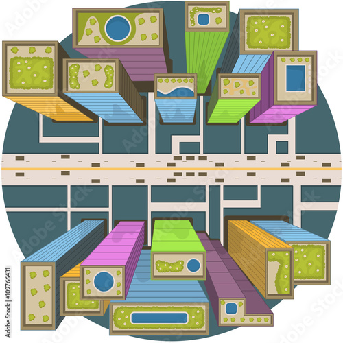 city buildings top view