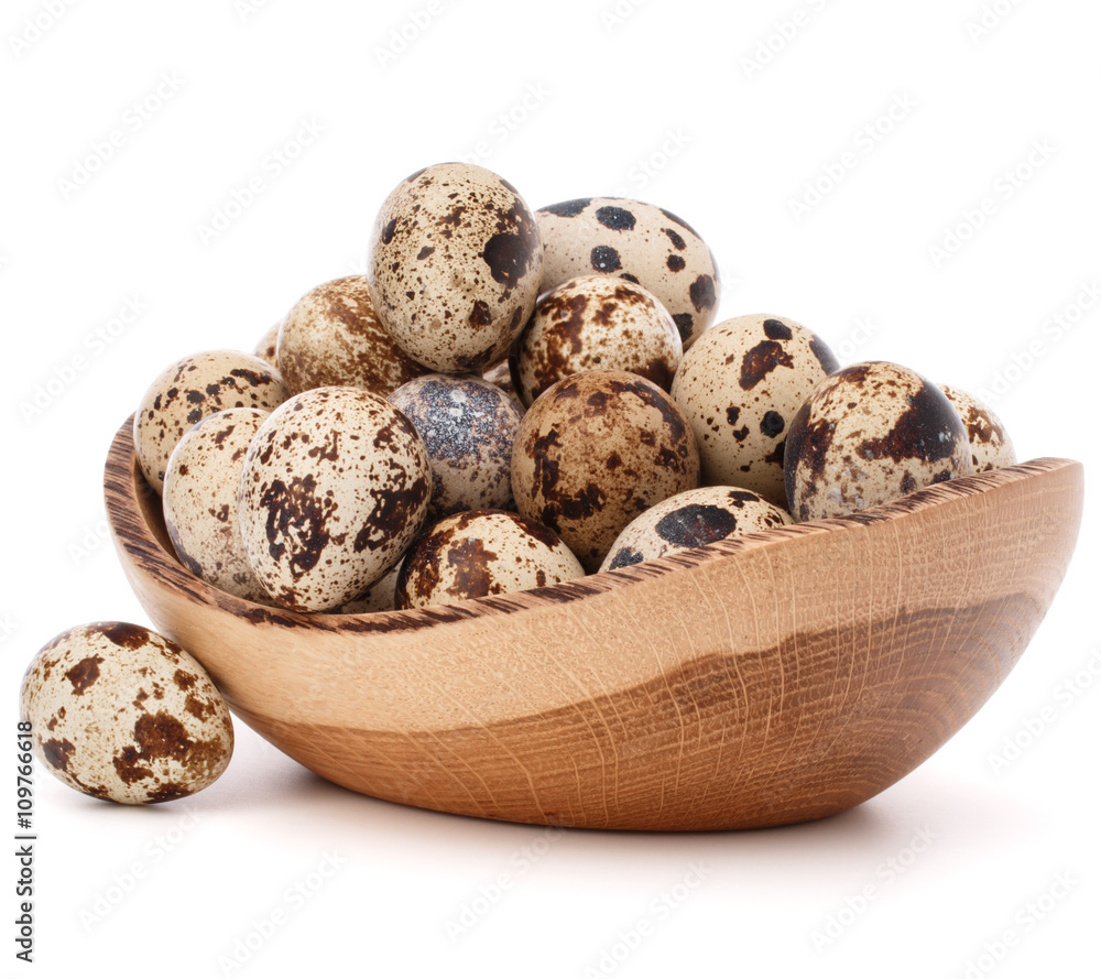 quail eggs in wooden bowl isolated on white background cutout quail eggs in wooden bowl isolated on white background cutout