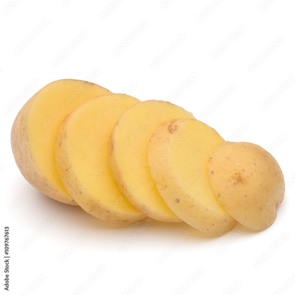 potato tuber slices  isolated on white background cutout