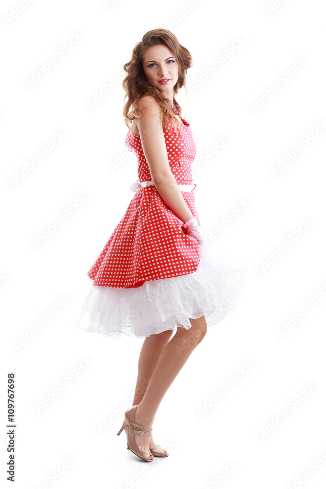 woman in vintage dress